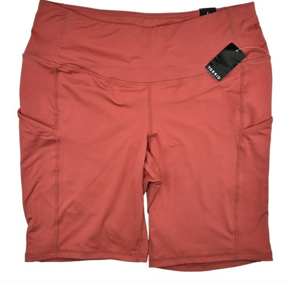 Torrid Happy Camper Dusty Clay Brushed 9 " Inseam Biker Shorts w/ Pockets - Picture 10 of 10